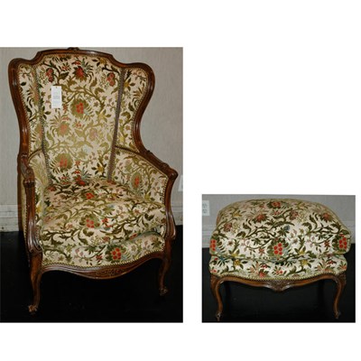 Lot 240A - Louis XV Style Carved and Stained Wood Bergere...