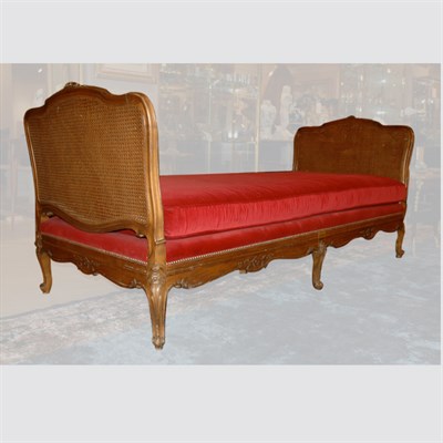 Lot 100A - Louis XV Style Carved and Stained Wood Daybed...