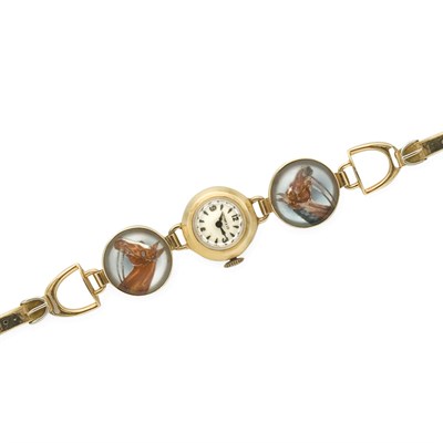 Lot 57 - Gold and Reverse Crystal Intaglio Wristwatch, Tiffany & Co.