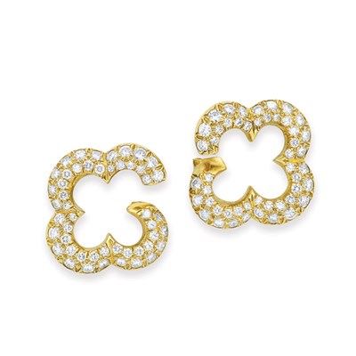 Lot 500 - Pair of Gold and Diamond Earclips, Van Cleef & Arpels