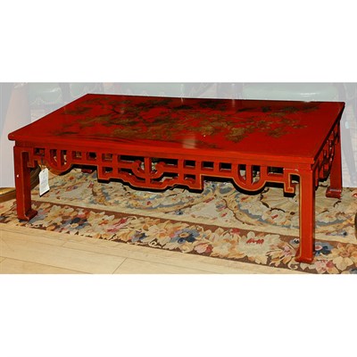 Lot 422 - Chinese Style Chinoiserie Decorated Red...