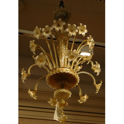 Lot 421 - Venetian Glass Floriform Chandelier Height 41...