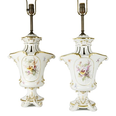 Lot 451 - Pair of Meissen Floral and Gilt Decorated...