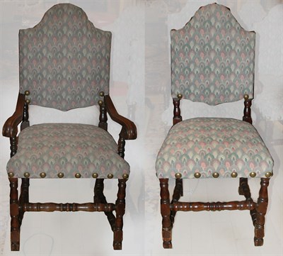 Lot 190 - Set of Ten Jacobean Style Walnut Dining Chairs...