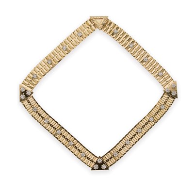 Lot 338 - Two-Color Gold and Diamond Necklace