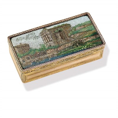 Lot 395 - Antique Gold and Micromosaic Box