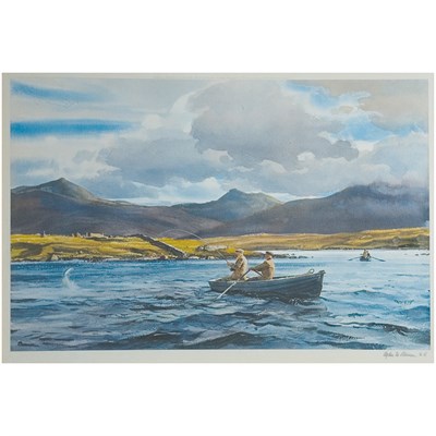 Lot 99 - Ogden Pleissner [FISHING SCENE] Color offset...