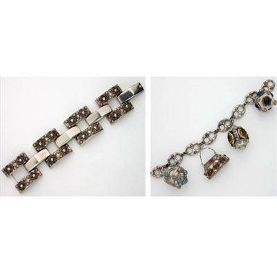 Lot 304 - Silver Bracelet and Charm Bracelet