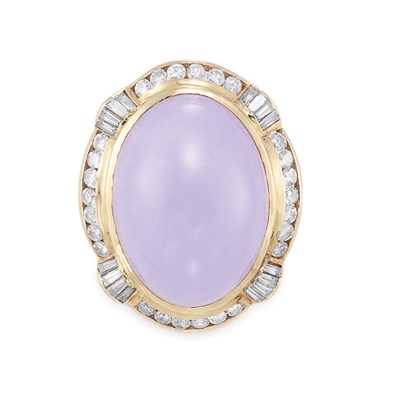 Lot 817 - Gold, Lavender Jade and Diamond Ring