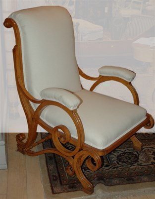 Lot 416 - Cotton Muslim Upholstered Bentwood Library Chair