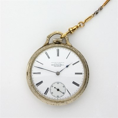 Lot 694 - Open Face Pocket Watch with a Gold Chain, Patek Philippe