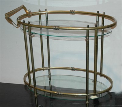 Lot 131 - Brass Two-Tier Tea Trolly Height 34 inches,...