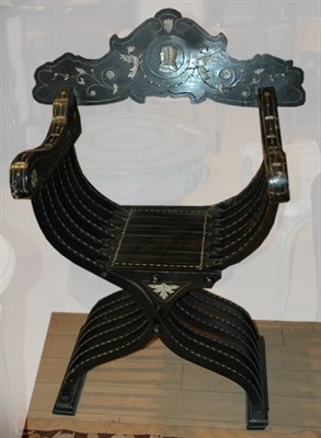 Lot 115 - Bone Inlaid Walnut Savonarola Chair