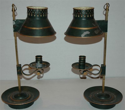 Lot 222 - Pair of Tole Candlesticks with Adjustable...