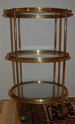 Lot 394 - Brass and Glass Three-Tier Etagere Height 27...