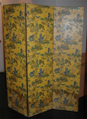 Lot 121 - Chinese Painted Paper Three-Panel Screen...