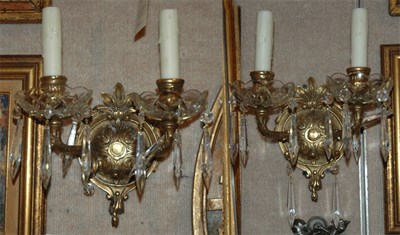 Lot 333 - Two Pairs of Neoclassical Style Brass...