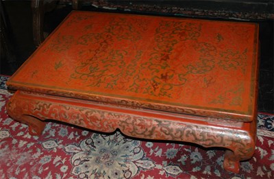Lot 124 - Chinese Red Painted Coffee Table Height 12...