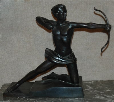 Lot 492 - Art Deco Bronze Figure of a Male Archer Height...