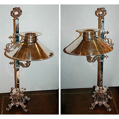 Lot 468 - Pair of Silver Plated Boudoir Lamps Height 24...