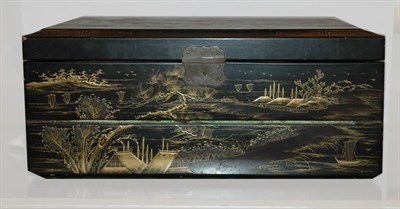Lot 166 - Chinoiserie Decorated Black Lacquered Lap Desk...