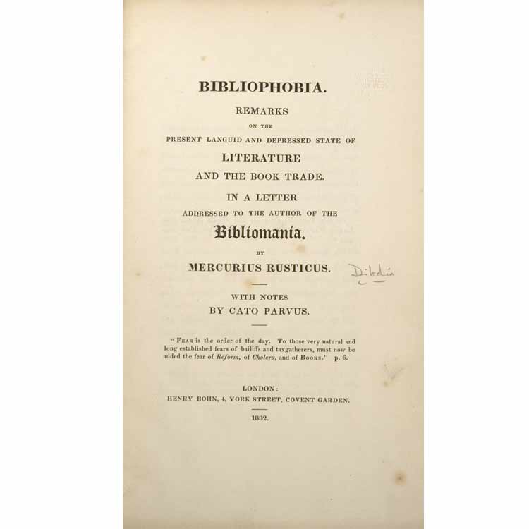 Lot 113 - MERCURIUS RUSTICUS [DIBDIN, THOMAS FROGNALL]...