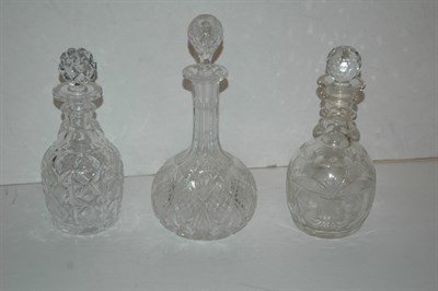 Lot 218 - Group of Three Cut Glass Decanters Height of...