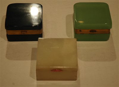 Lot 220 - Group of Three Colored Glass Trinket Boxes