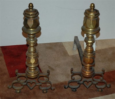 Lot 230 - Pair of Brass Andirons Height 22 inches.