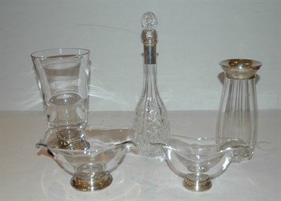 Lot 271 - Group of Five Sterling Silver Mounted Glass...