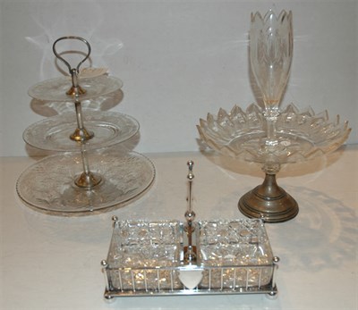 Lot 285 - Group of Three Silver Mounted Glass Table...