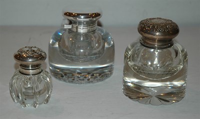 Lot 288 - Group of Three Sterling Silver Mounted Glass...
