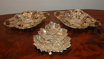 Lot 302A - Group of Three Leaf Decorated Sterling Silver...