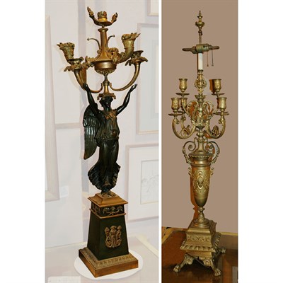 Lot 408 - Neoclassical Style Gilt and Patinated-Metal...