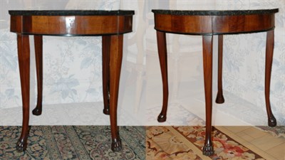 Lot 436 - Pair of Neoclassical Style Marble Top Mahogany...