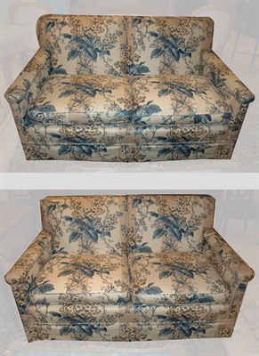 Lot 449 - Pair of Blue and White Floral Decorated Cotton...