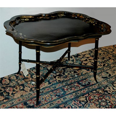 Lot 462 - Victorian Papier Mache Tray on Stand Stamped B....
