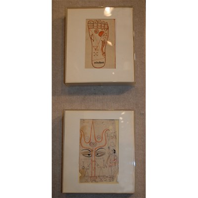 Lot 484 - Two Indian Pen and Ink Drawings Height of...