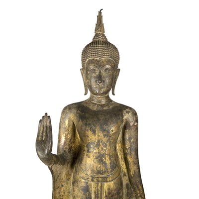 Lot 53 - Thai Gilt-Bronze Buddha 19th Century Standing...