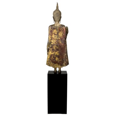Lot 53 - Thai Gilt-Bronze Buddha 19th Century Standing...