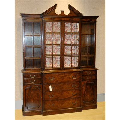 Lot 273 - George III Style Mahogany Breakfront Bookcase...