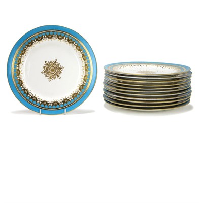 Lot 96 - Set of Twelve Sevres Style Porcelain Dinner...