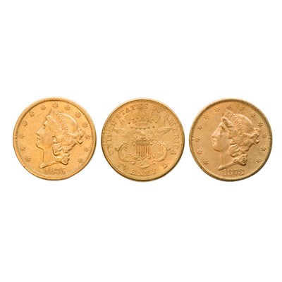 Lot 497 - $20 Liberty Head, Three Coins