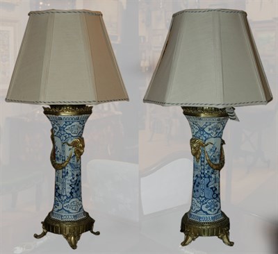 Lot 147A - Pair of Gilt-Mounted Blue and White Porcelain...