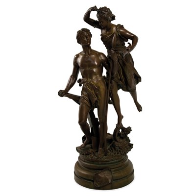 Lot 326 - Bronze Allegorical Figural Group of a Laborer...