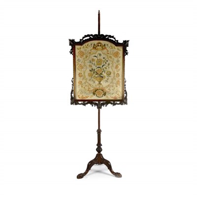Lot 54 - Victorian Carved Mahogany and Needlepoint Fire...
