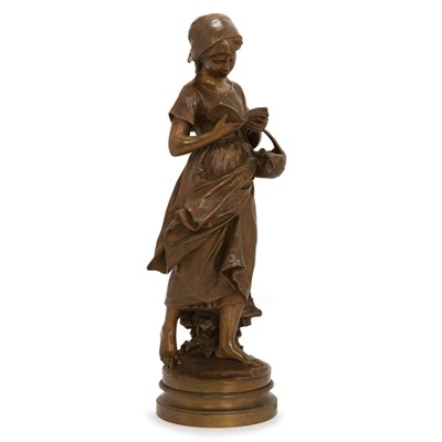 Lot 296 - Bronze Figure of a Girl Reading a Book After a...