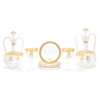 Lot 341 - Venetian Gilt and Enameled Latticino Glass...