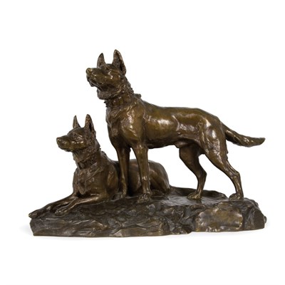 Lot 283 - Bronze Group of Two Alsations After a model by...