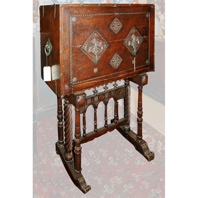 Lot 236 - Spanish Baroque Style Oak Vargueno on Stand...